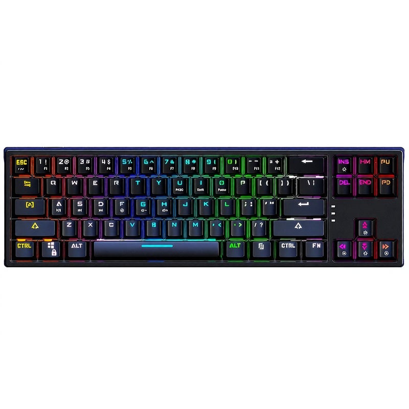 لوحة مفاتيح ميكانيكية سلكية BAJEAL K71 71 مفتاح لوحة مفاتيح ألعاب مع تأثير ضوء RGB ومفتاح أزرق وكابل بيانات منفصل - لون أسود - Image 1