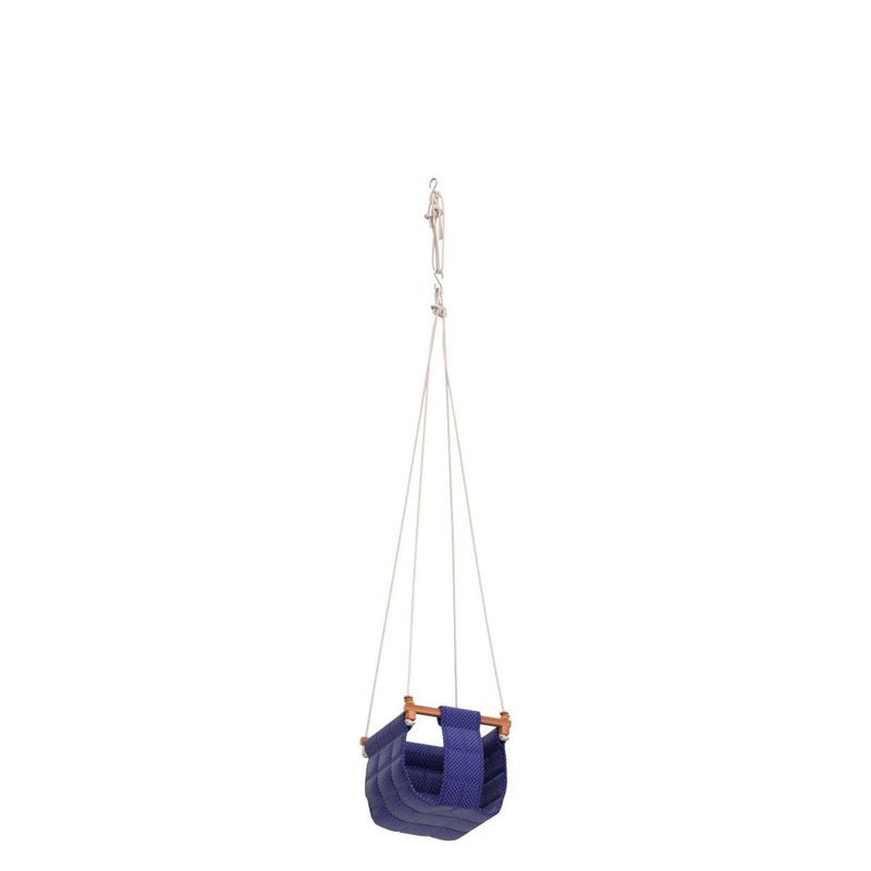ASHISH Swing for Baby and Kids - Indoor/Outdoor Jhula, Cradle for 8-36 Months, Height 114" Length 8.5"Cm, Cotton and Wood Material (Blue) - Image 4