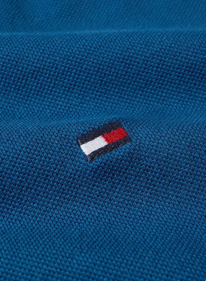 TOMMY HILFIGER Men's Short Sleeved Polo Shirt - Cotton, Blue