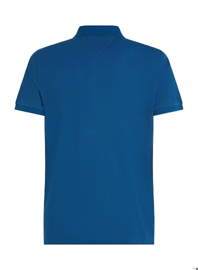 TOMMY HILFIGER Men's Short Sleeved Polo Shirt - Cotton, Blue