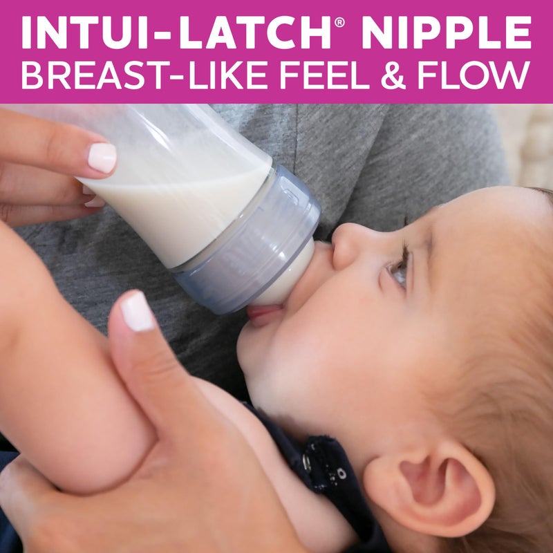 Chicco Duo Glass-Lined Baby Bottle Intui-Latch Nipple with Anti-Colic Valve, Stage 2 Medium Flow for Babies 3+ Months, 100% Silicone with Skin-Like Texture, Breast-Like Shape & Flow, 2-Pack - Image 2