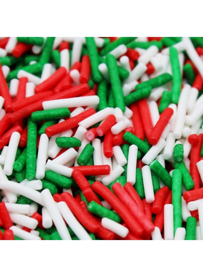 Naturejam CHRISTMAS Sprinkles Green, Red & White BULK Jimmies 1 Pound Bag - Holiday Edible Cake Cupcakes Dessert & Ice Cream Topping - Image 1