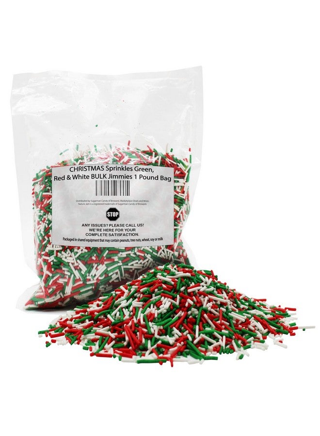 Naturejam CHRISTMAS Sprinkles Green, Red & White BULK Jimmies 1 Pound Bag - Holiday Edible Cake Cupcakes Dessert & Ice Cream Topping - Image 4