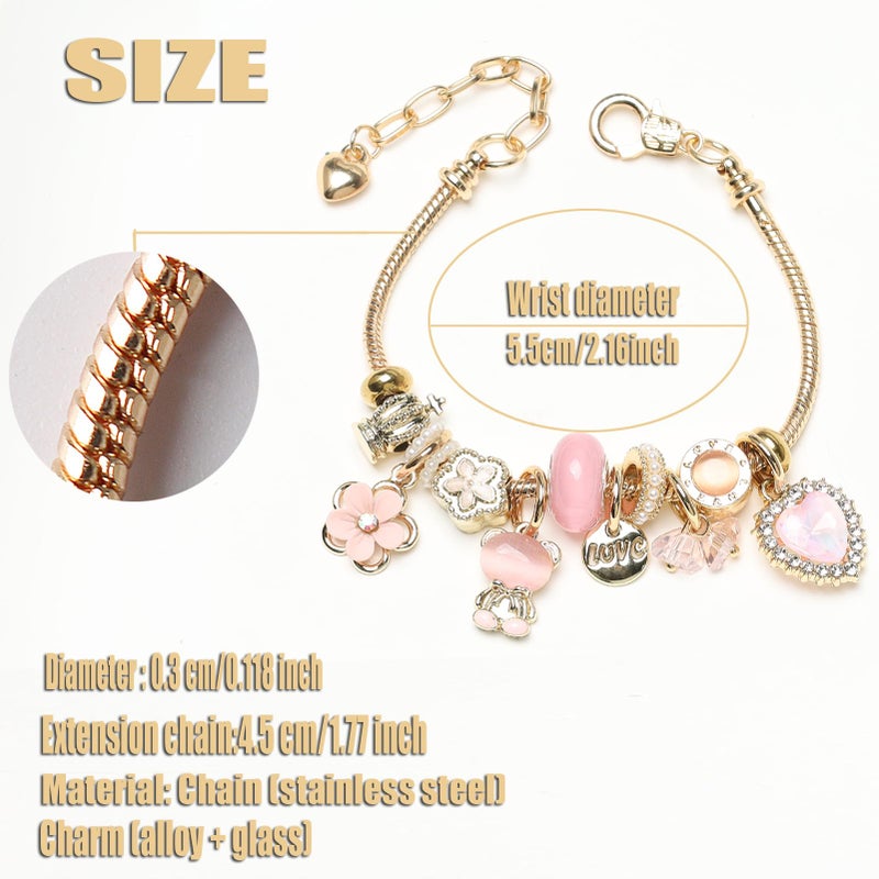 DS Charm Bracelets for teen girls exquisite cute cartoon friendship bracelet Gold Stainless Steel Bangle birthday Gift box Adjustable little girls kids jewelry holiday gifts (GOLD-3) - Image 3