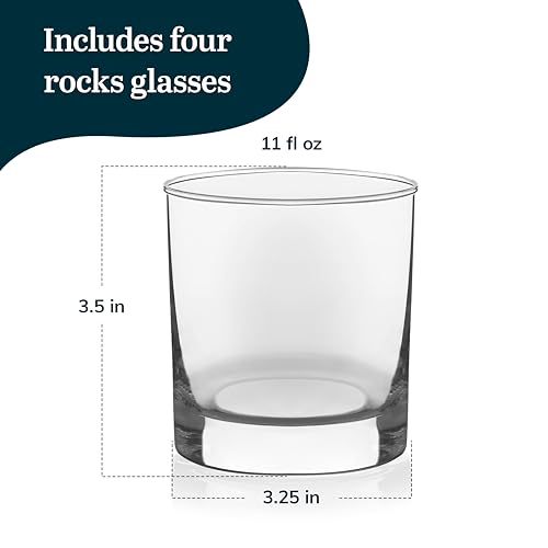 Libbey Heavy Base Rocks Cocktail Glasses Set, Clear Whiskey Glasses Set of 4 with Weighted Base and Simple Lines, Heavy Drinking Glasses for Parties - Image 3