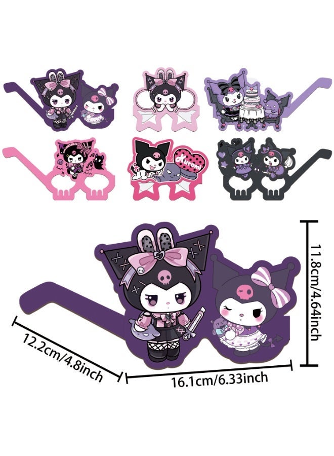 ILovhaprty Kuromi Paper Glasses - 24pcs Kuromi Party Favors Paper Eyeglasses, Cute Gothic Theme Paper Party Glasses for Kuromi Photo Booth Props or Kuromi Birthday Decorations Supplies - Image 3