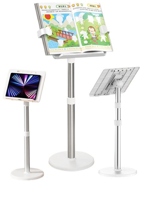 1PC Book Stand for Reading Adjustable Podium Stand,  Metal pole, Music Display Stand, Multifunctional Panel, white
