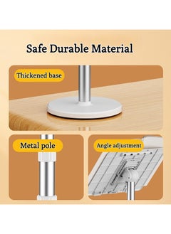 XiuWoo 1PC Book Stand for Reading Adjustable Podium Stand,  Metal pole, Music Display Stand, Multifunctional Panel, white  - Image 3