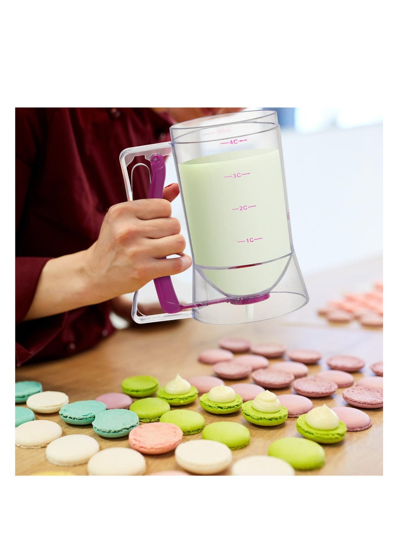 SOLARAE Pancake Cupcakes Batter Dispenser, with Squeeze Handle Easy Pour Supplies for Griddle Mix Dispenser, with Measuring Label, Kitchen Batter Separator for Cookie Cake Crepe Waffles Muffin (Purple,2 Pcs) - Image 4
