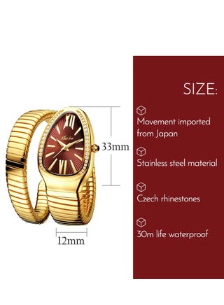 Luxury Gold Snake Watches Women Fashion Brands MISSFOX Diamond Quartz WristWatch Waterproof AAA Clock Lady Hot Gift - view 4
