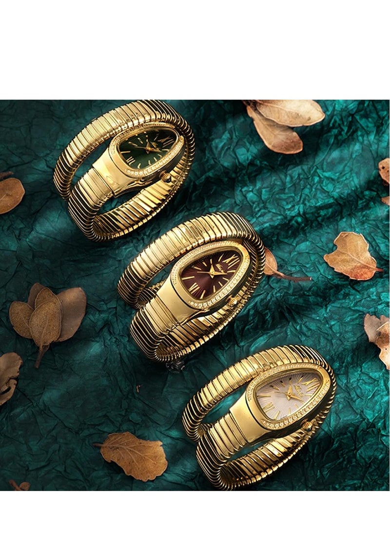 MISS FOX Luxury Gold Snake Watches Women Fashion Brands MISSFOX Diamond Quartz WristWatch Waterproof AAA Clock Lady Hot Gift  - Image 3