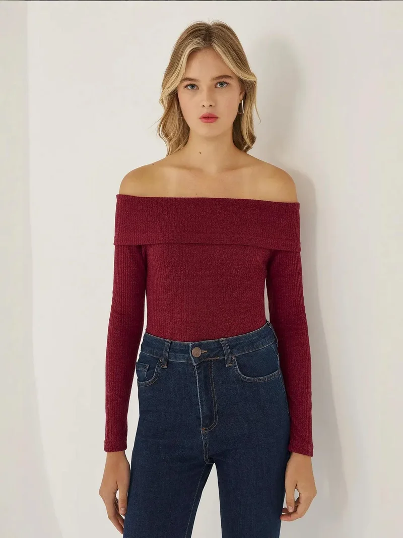 HICCUP Off Shoulder Jersey Top