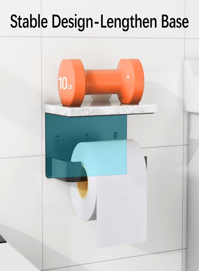 Gypie Toilet Paper Holder with Shelf, Extended Base Wall Mounted, Marble Toilet Roll Holder Black for Bathroom Washroom - Image 2