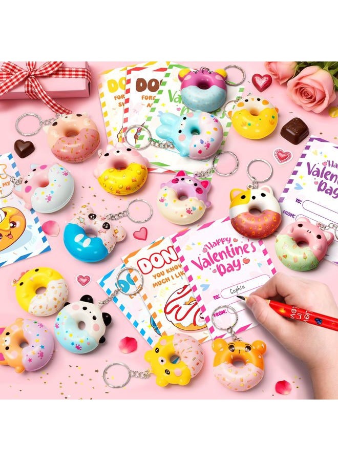Jumlys Valentines Cards, 24 Packs Valentines Cards with Donut Keychain - Image 4