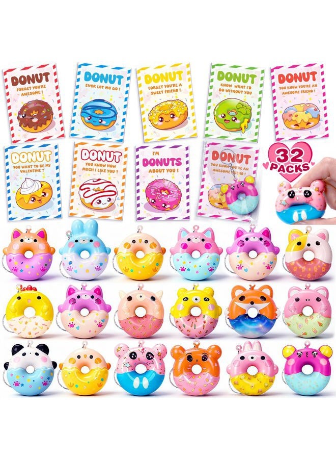 Jumlys Valentines Cards, 24 Packs Valentines Cards with Donut Keychain - Image 1