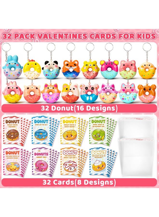Jumlys Valentines Cards, 24 Packs Valentines Cards with Donut Keychain - Image 2