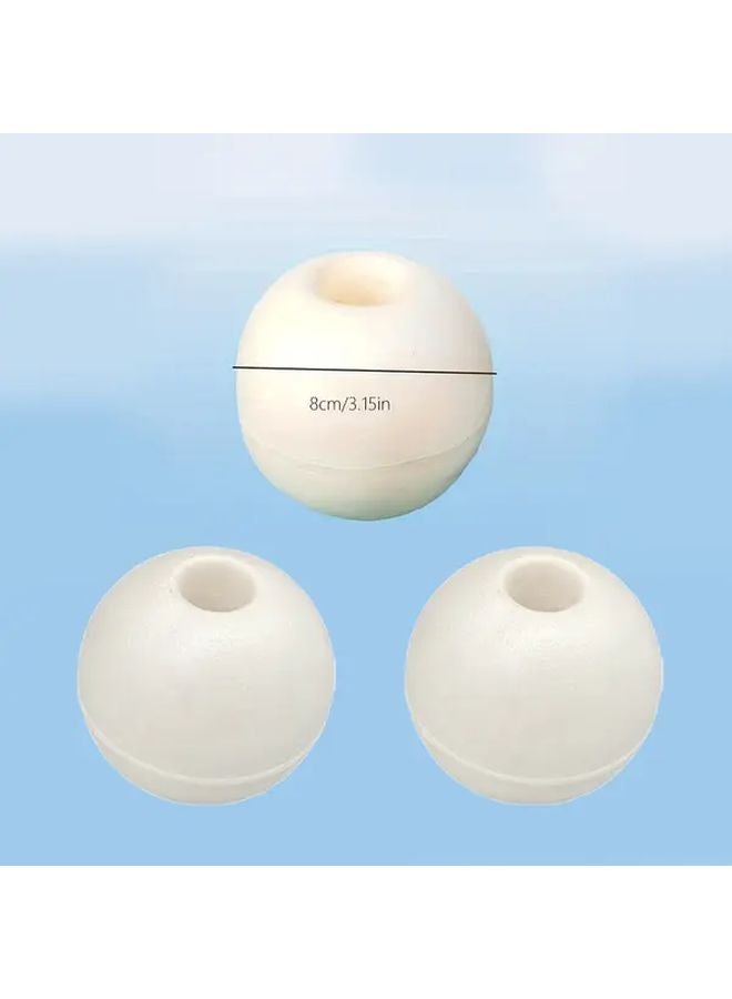 3 قطع من كرات التعويم البيضاء من البولي فينيل كلوريد الرغوي مقاس 8 سم لعوامات التثبيت الصلبة لبرك الأسماك - Image 1