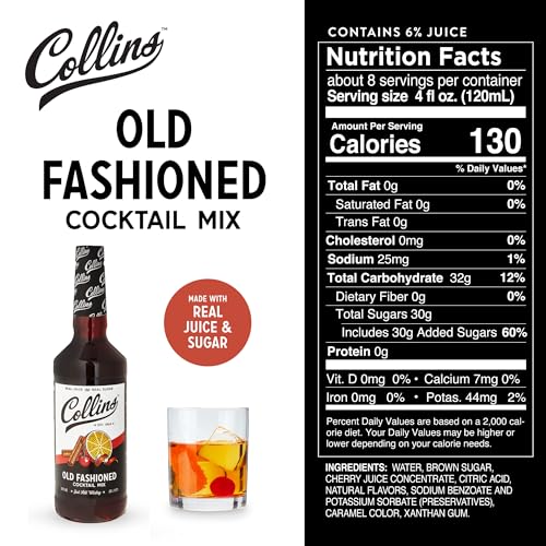 Collins Chicago Collins Old Fashioned Mix, Made With Real Brown Sugar and Cherry Juice With Aromatics, Classic Cocktail Recipe Ingredient, Home Bar accessories Cocktail Mixers, 32 fl oz - Image 4