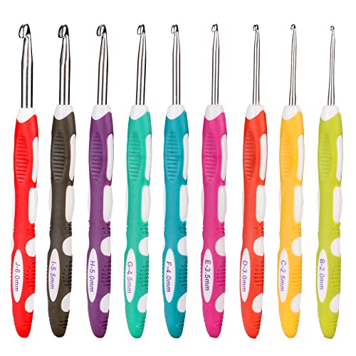 Ruidi TPR and ABS Handle Crochet Hook(9pcs) - Image 1