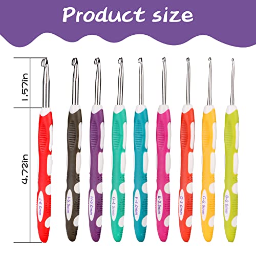 Ruidi TPR and ABS Handle Crochet Hook(9pcs) - Image 5