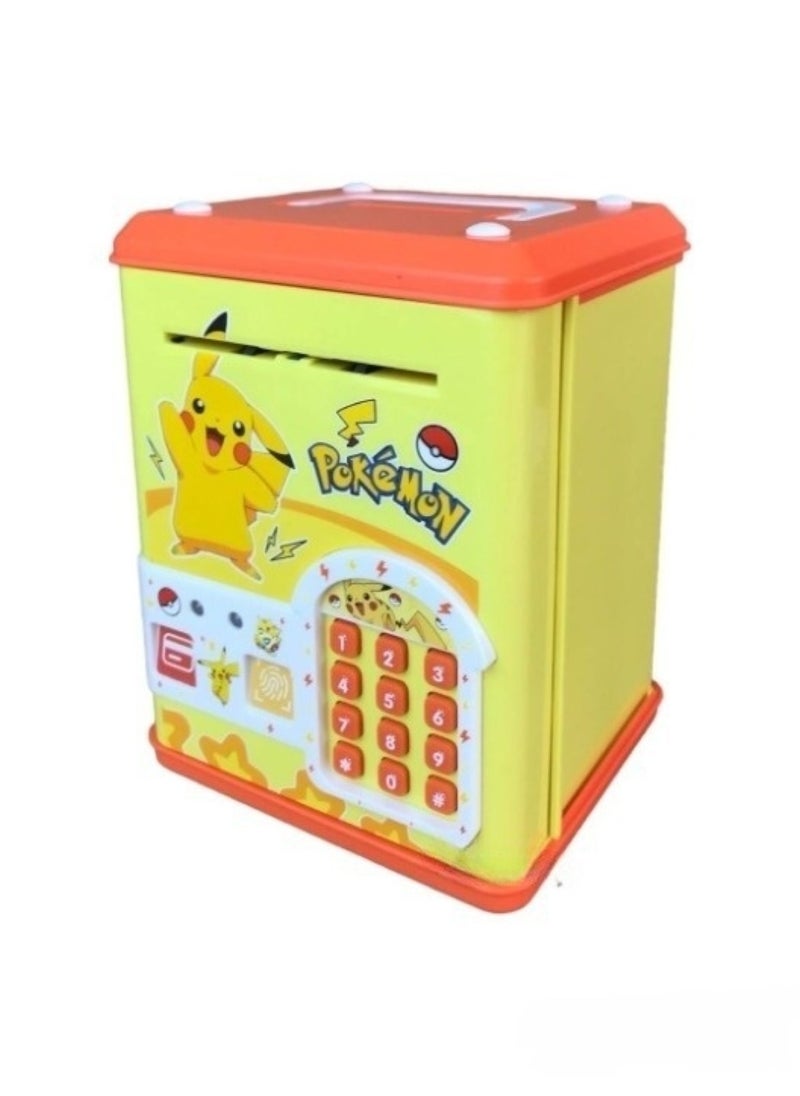 Kids Toys Secure Banking Solution: Pokemon Style ATM Machine with Card & Fingerprint Unlock Yellow  - Image 1