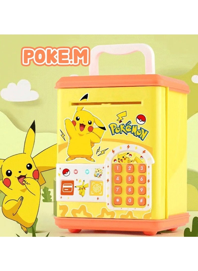 Kids Toys Secure Banking Solution: Pokemon Style ATM Machine with Card & Fingerprint Unlock Yellow  - Image 4