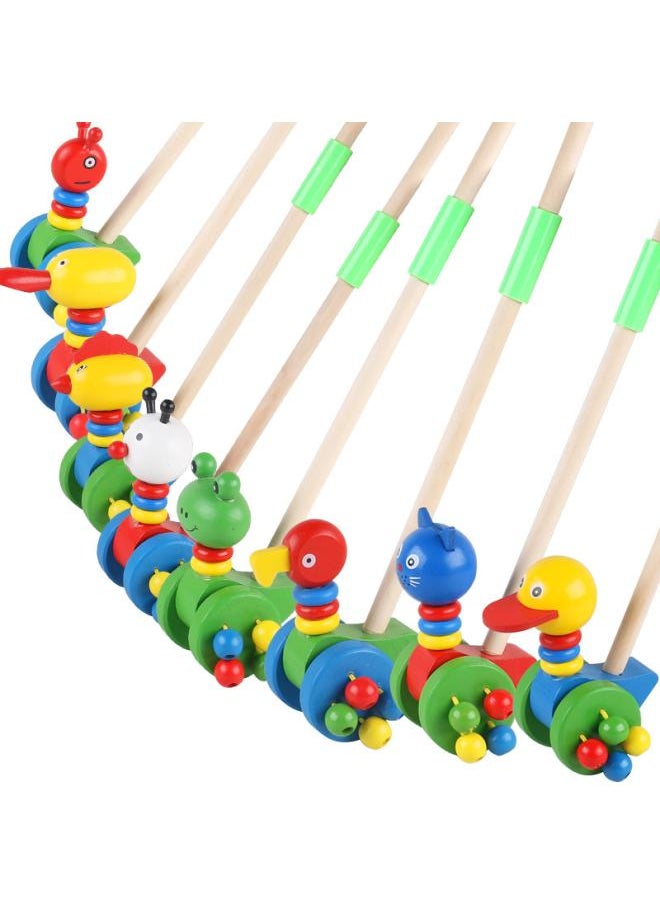 Wooden Children's Small Large Educational Toy Putter Cartoon Animal Cart Baby Cart Toy 
