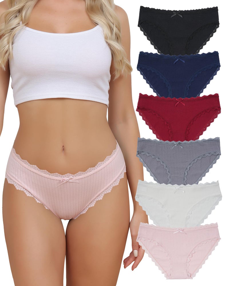 Aijolen سراويل داخلية قطنية للنساء من أيجولين، بيكيني دانتيل، عبوة متعددة الأحجام S-XXL - Image 1