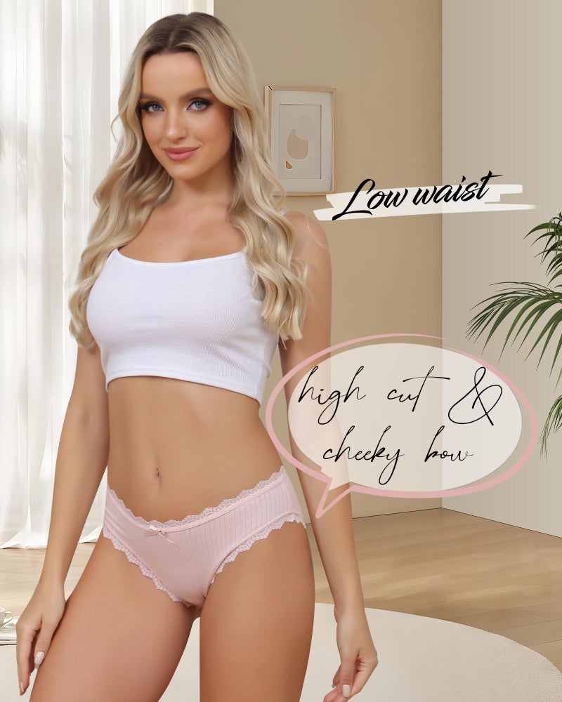 Aijolen سراويل داخلية قطنية للنساء من أيجولين، بيكيني دانتيل، عبوة متعددة الأحجام S-XXL - Image 2