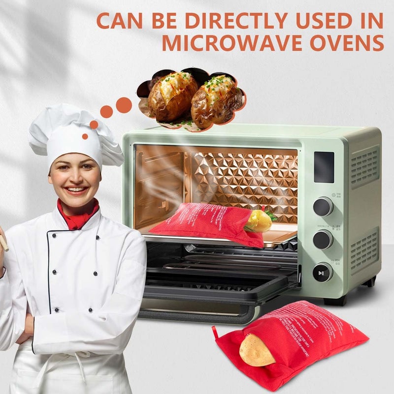 OBTANIM Microwave Potato Bag, 2 Pack of Reusable Microwave Cooker Bag Baked Pouch Potato Bag, Red - Image 5