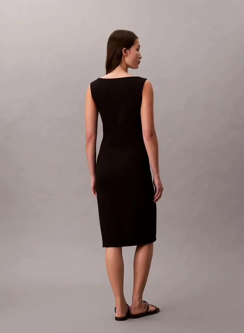 Calvin Klein Black Ribbed Sleeveless Mini Dress for Women | Best Price UAE