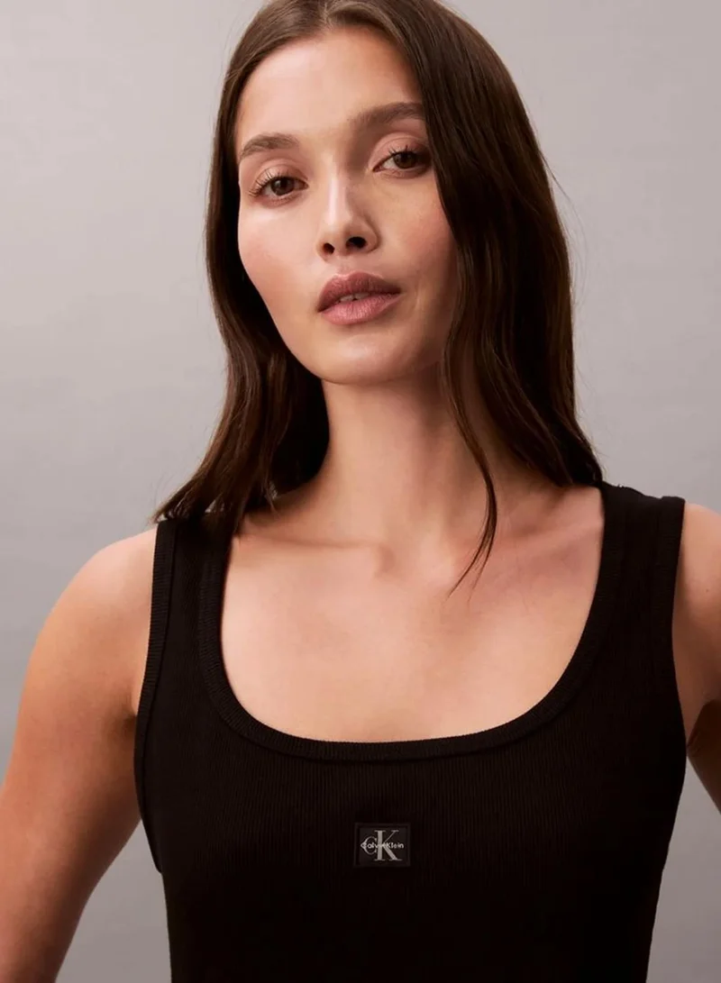 Calvin Klein Black Ribbed Sleeveless Mini Dress for Women | Best Price UAE
