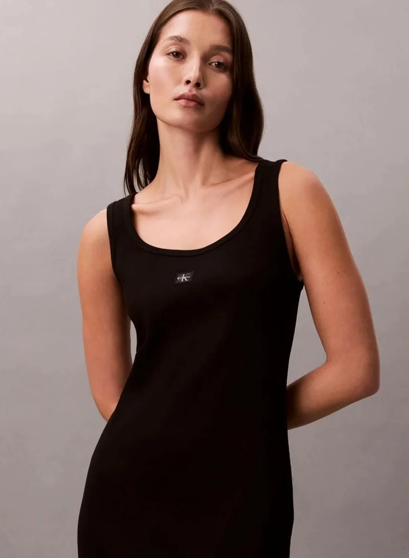 Calvin Klein Black Ribbed Sleeveless Mini Dress for Women | Best Price UAE