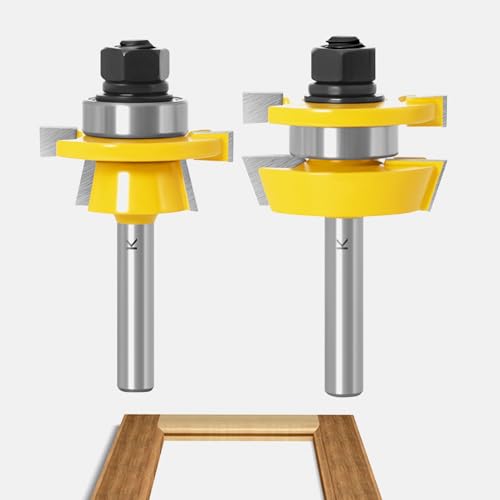 ASNOMY 2Pcs Shaker Rail and Stile Router Bits for Cabinet Door, 1/4 Inch Shank Woodworking Tongue and Groove Router Bit for Cabinet Door - Image 1
