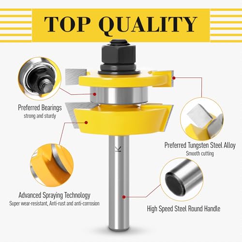 ASNOMY 2Pcs Shaker Rail and Stile Router Bits for Cabinet Door, 1/4 Inch Shank Woodworking Tongue and Groove Router Bit for Cabinet Door - Image 3