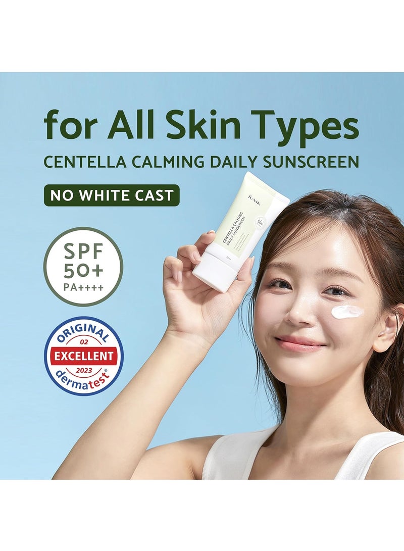 Centella Calming Moisture Daily Sunscreen SPF 50+ PA++++ Matte & No White Cast Centella Asiatica Dry Oily Sensitive Vegan Korean Skincare 60ml