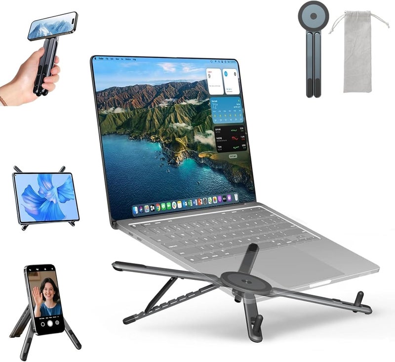 3-in-1 Magnetic Laptop Tablet Phone Stand - Adjustable Portable Desk Mount - Image 1