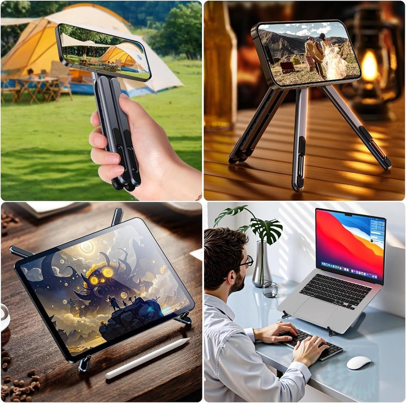 3-in-1 Magnetic Laptop Tablet Phone Stand - Adjustable Portable Desk Mount - Image 2