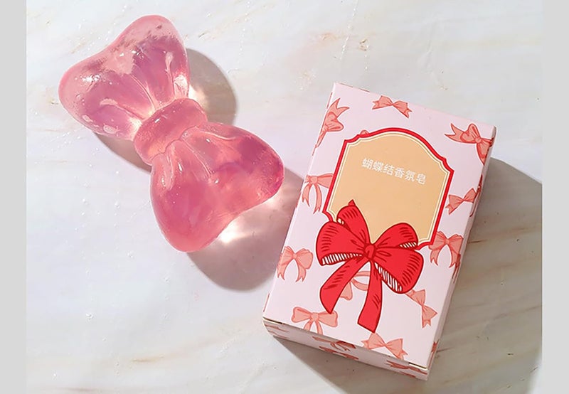 T-shin Tshin BowTie Shaped Scented Soap BarElegant Luxury Rose Sakura Essential Oil Spa Bath Soap BarHandcrafted Skincare Niacinamide Moisturizing Gift for Weddings SelfCare - Image 3