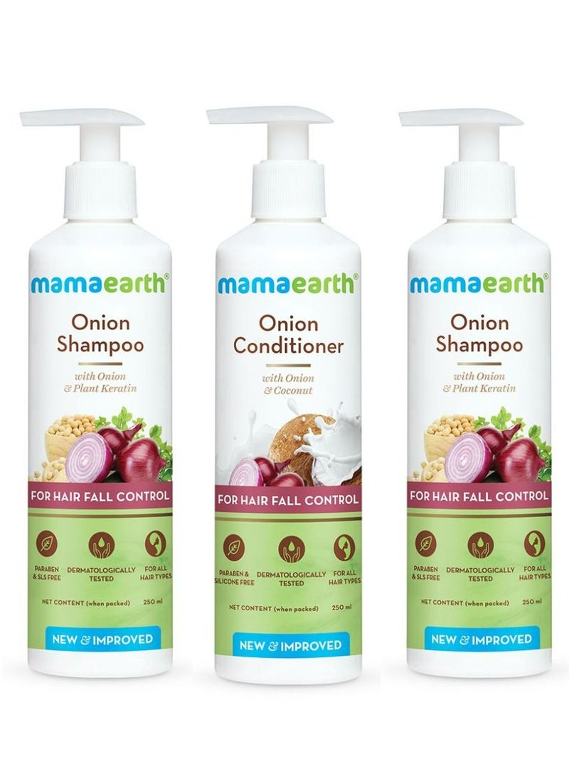 Mamaearth 2 Shampoos and 1 Conditioner combo 250 ml each - Image 1