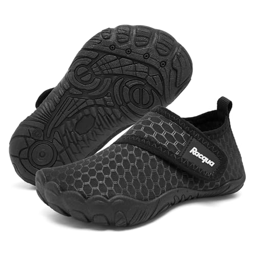 Racqua Toddler Baby Water Shoes Girls Boys Beach Quick Dry Outdoor Sports Water Shoes Non-Slip Breathable Swim Pool Lightweight Aqua Shoes Black Toddler 9 - Image 1