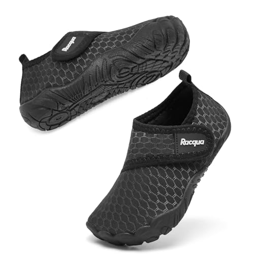 Racqua Toddler Baby Water Shoes Girls Boys Beach Quick Dry Outdoor Sports Water Shoes Non-Slip Breathable Swim Pool Lightweight Aqua Shoes Black Toddler 9 - Image 2