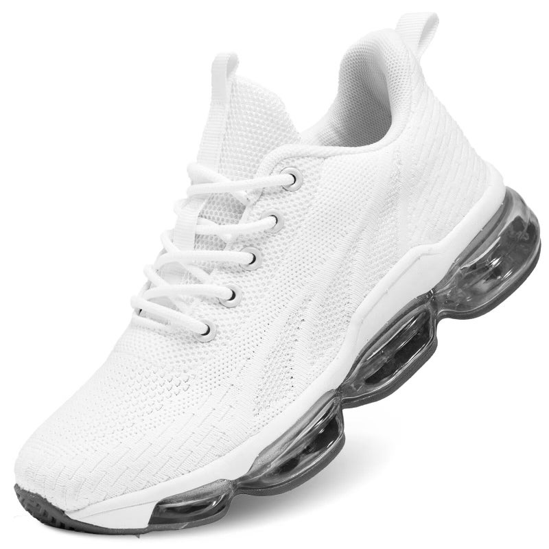 Kapsen Womens Air Running Shoes Breathable Athletic Fashion Non Slip Walking Tennis Sneakers Mesh Workout Casual Sports White - Image 1