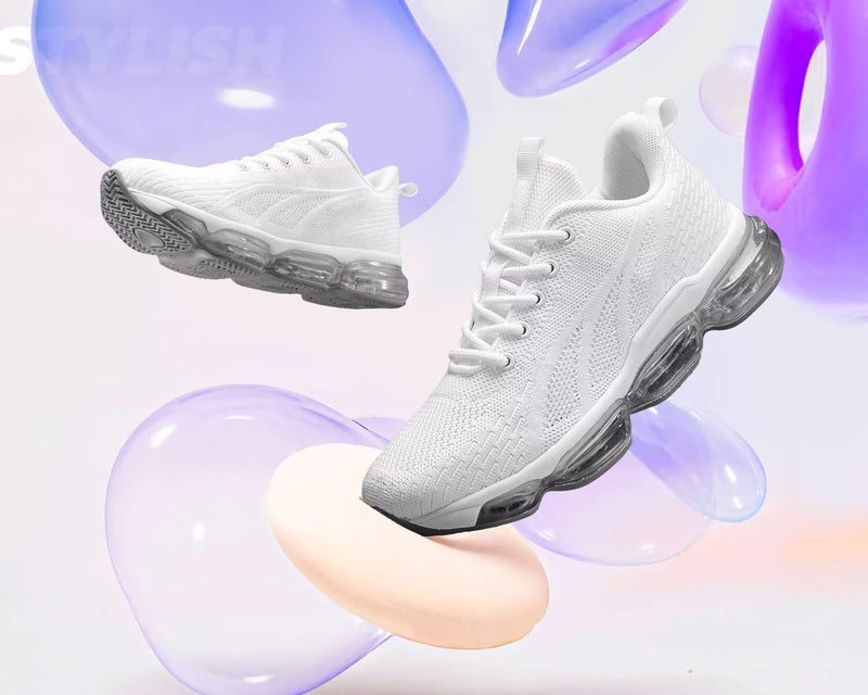 Kapsen Womens Air Running Shoes Breathable Athletic Fashion Non Slip Walking Tennis Sneakers Mesh Workout Casual Sports White - Image 3