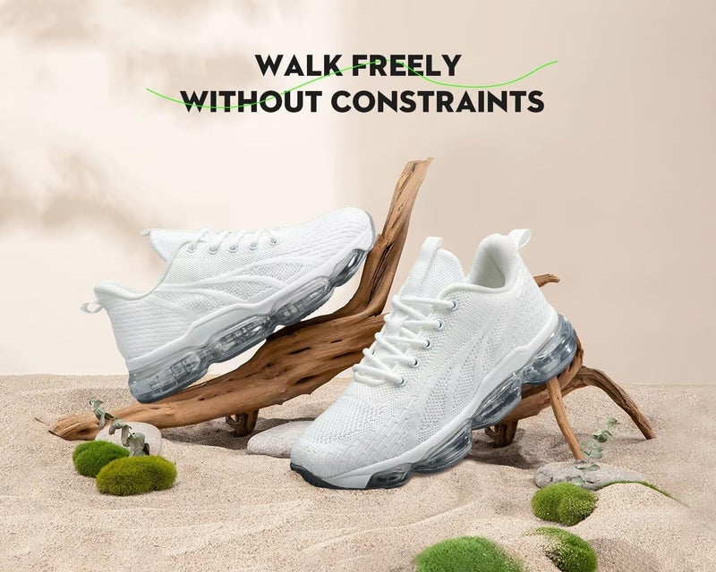 Kapsen Womens Air Running Shoes Breathable Athletic Fashion Non Slip Walking Tennis Sneakers Mesh Workout Casual Sports White - Image 4