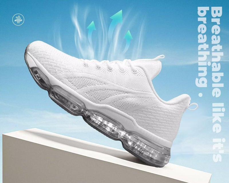 Kapsen Womens Air Running Shoes Breathable Athletic Fashion Non Slip Walking Tennis Sneakers Mesh Workout Casual Sports White - Image 5