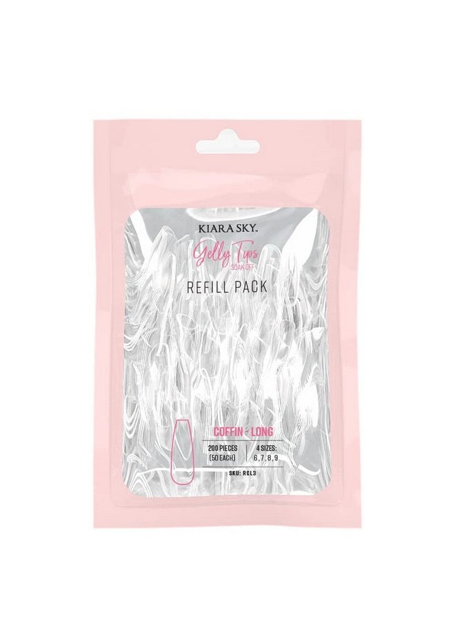 KIARA SKY - Soak Off Gelly Tips Refill Pack Coffin Shape Long Length (Size 6 7 8 9) - Image 1