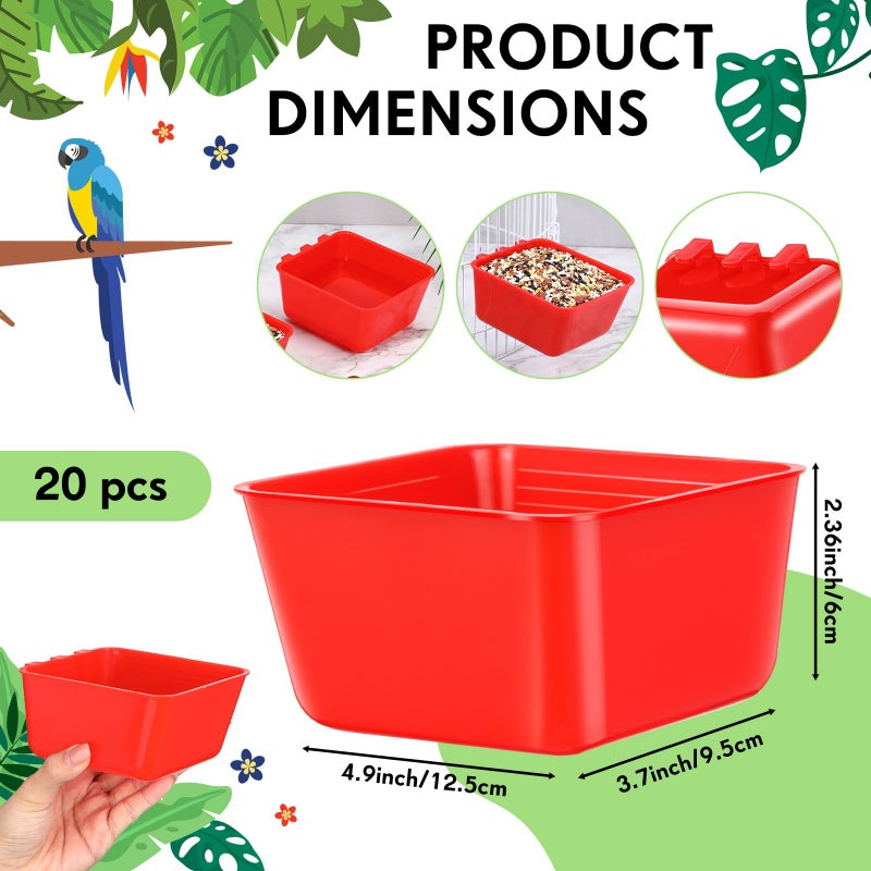 Maxdot 20 Pcs Cage Cups Chicken Feeder Waterer 16 oz Birds Feeders Hanging Bunny Cage Chicken Water Bowl for Pet Parrot Rooster Parakeet Gamefowl Poultry Pigeon Wire Hutch(Red) - Image 3