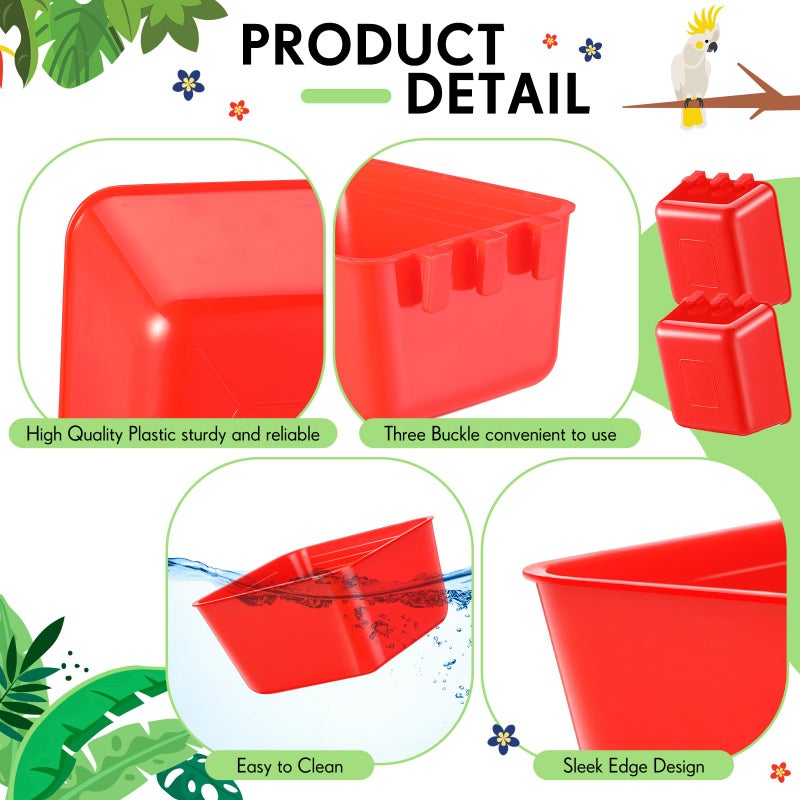 Maxdot 20 Pcs Cage Cups Chicken Feeder Waterer 16 oz Birds Feeders Hanging Bunny Cage Chicken Water Bowl for Pet Parrot Rooster Parakeet Gamefowl Poultry Pigeon Wire Hutch(Red) - Image 4