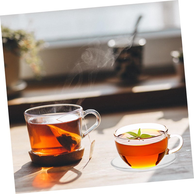 2 Pcs Clear Glass Saucer Plates For Tea Snacks Transparent Round Storage Dishes - Image 5